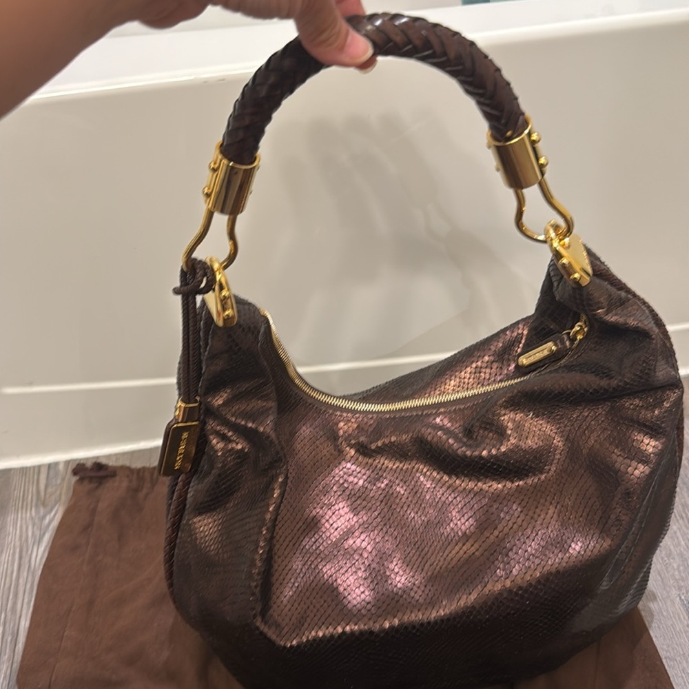 Michael Kors Rare Skorpios metallic finished snakeskin bag - Picture 3 of 11